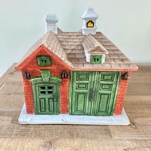 Byron Molds Fire Station Christmas Village Ceramic Hand Painted